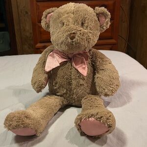COCALO BABY SOFT PLUSH CLASSIC TEDDY BEAR STUFFED ANIMAL PINK MAUVE ACCENTS BOW